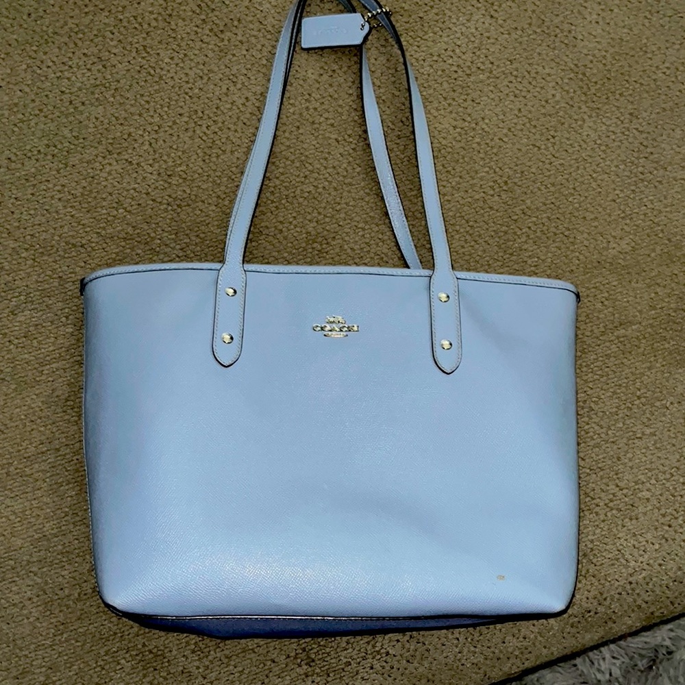 Coach light blue tote